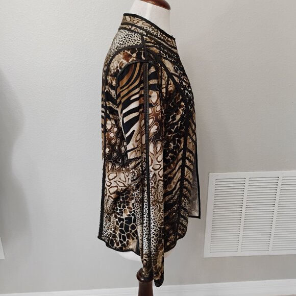 Chico’s Open-Front Animal/Geometric Print Jacket – Size 1 – Gently Worn - Picture 2 of 14